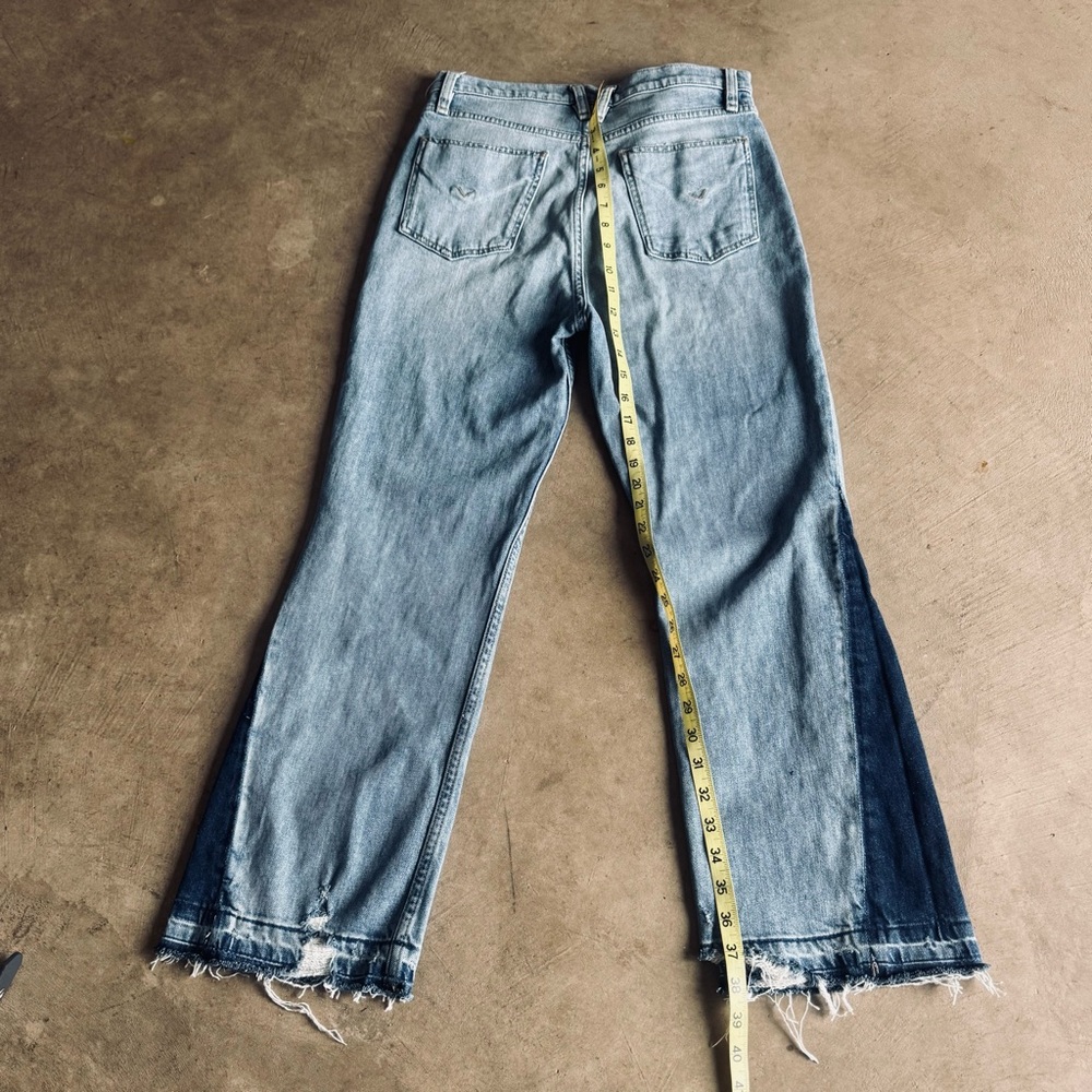 Hudson Jeans Light Wash Distressed Straight Leg Denim with dark hem/cuff/seem 28 - Picture 11 of 13